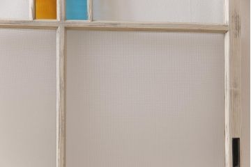 ペイント　色ガラス　レトロ感のある色合わせが魅力のガラス窓(サッシ、引き戸、仕切り戸、建具)2枚組