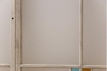 ペイント　色ガラス　レトロ感のある色合わせが魅力のガラス窓(サッシ、引き戸、仕切り戸、建具)2枚組