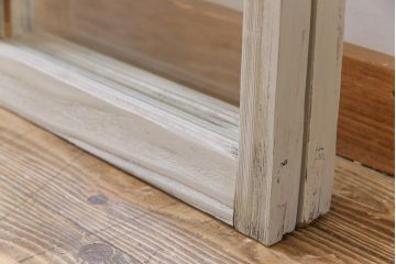 ペイント　色ガラス　レトロ感のある色合わせが魅力のガラス窓(サッシ、引き戸、仕切り戸、建具)2枚組