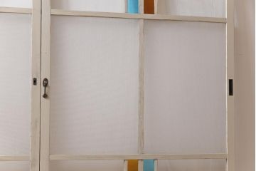 ペイント　色ガラス　レトロ感のある色合わせが魅力のガラス窓(サッシ、引き戸、仕切り戸、建具)2枚組