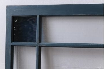 和製アンティーク　ペイント建具　色ガラス入り　レトロシックな雰囲気漂うガラス戸2枚セット(窓、建具)