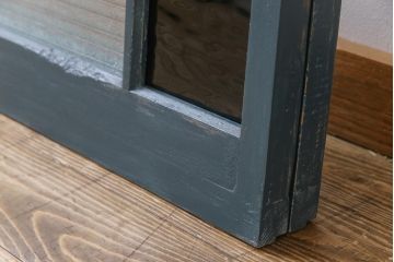 和製アンティーク　ペイント建具　色ガラス入り　レトロシックな雰囲気漂うガラス戸2枚セット(窓、建具)