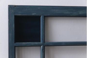 和製アンティーク　ペイント建具　色ガラス入り　レトロシックな雰囲気漂うガラス戸2枚セット(窓、建具)