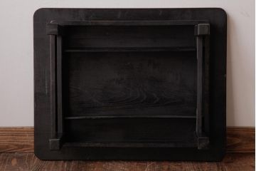 レトロ家具　栓材一枚板　濃い色味の脚がレトロな小振りの角ちゃぶ台(座卓、ローテーブル)