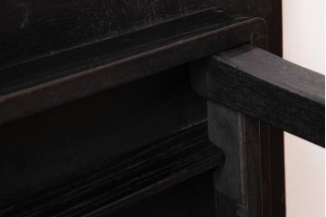 レトロ家具　栓材一枚板　濃い色味の脚がレトロな小振りの角ちゃぶ台(座卓、ローテーブル)