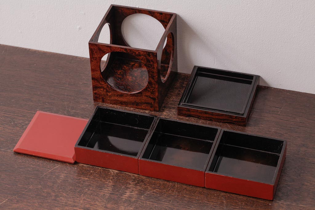 アンティーク 弁当箱 2段9組 骨董 レトロ 小物入れ 雑貨 仕出し アンティーク 弁当箱 2段9組 骨董 レトロ 小物入れ 雑貨 仕出し