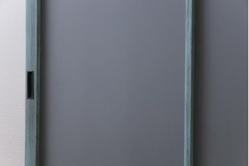 和製アンティーク　ペイント建具　色ガラス入り　レトロモダンな雰囲気がお洒落なガラス戸2枚セット(窓、建具)
