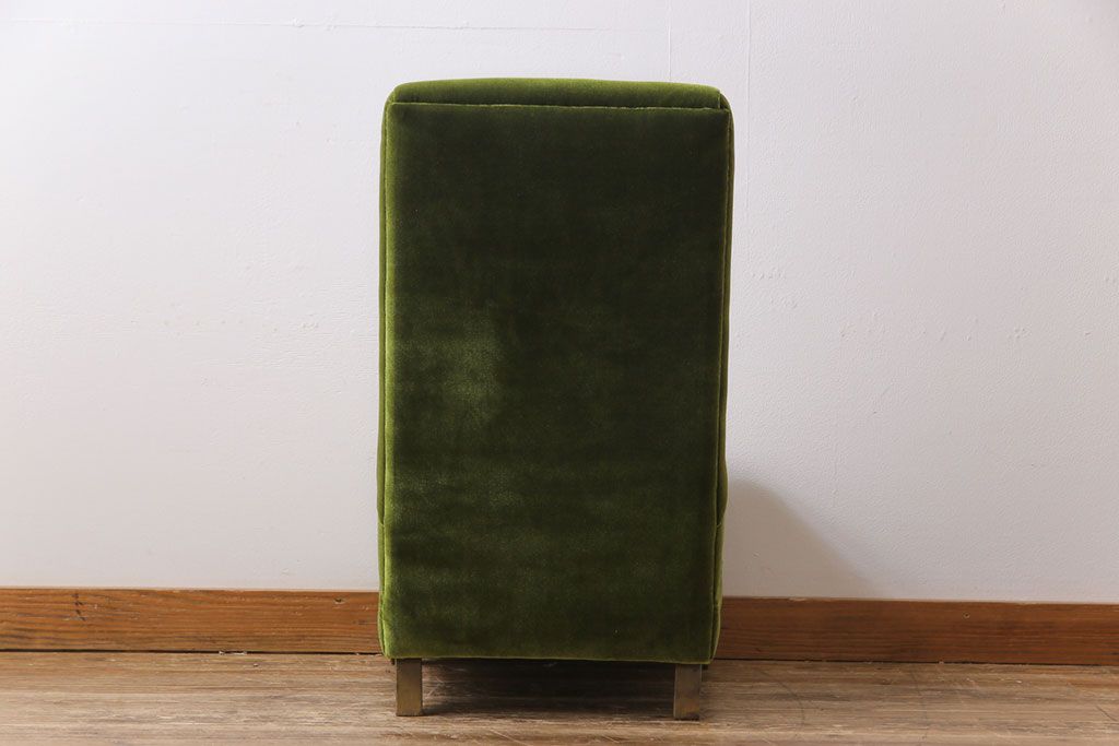 レトロ家具　昭和レトロ　厚みのある座面が可愛らしい1Pソファ(1人掛け、アームレスソファ、チェア、椅子)(1)