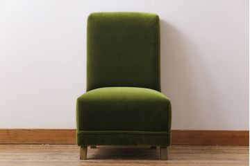 レトロ家具　昭和レトロ　厚みのある座面が可愛らしい1Pソファ(1人掛け、アームレスソファ、チェア、椅子)(2)