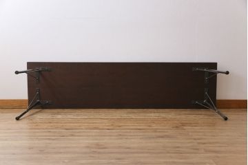 レトロ家具　昭和レトロ　古材一枚板　古い木の質感が味わい深い鉄脚テーブル(コンソールテーブル、作業台)