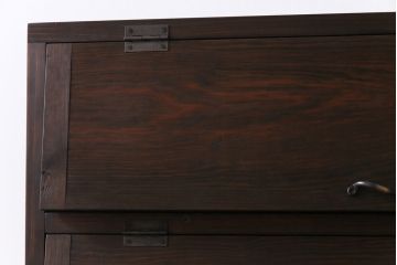 アンティーク家具　リメイク品　明治期　鉄脚付き　古い松材を利用したパタパタ扉の収納棚(戸棚、下駄箱、キャビネット)