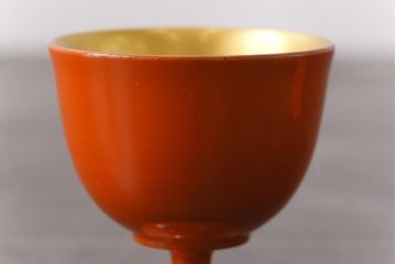 アンティーク雑貨　和製アンティーク　大正昭和初期　金魚の図　木製蒔絵盃(漆器、杯、和食器)2客セット