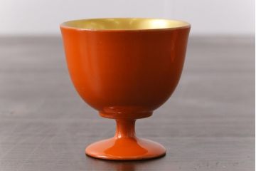 アンティーク雑貨　和製アンティーク　大正昭和初期　金魚の図　木製蒔絵盃(漆器、杯、和食器)2客セット