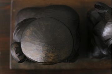 アンティーク雑貨　和製アンティーク　大黒天・恵比寿天　柔らかな表情が縁起の良い木彫りの置物