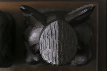 アンティーク雑貨　和製アンティーク　大黒天・恵比寿天　柔らかな表情が縁起の良い木彫りの置物