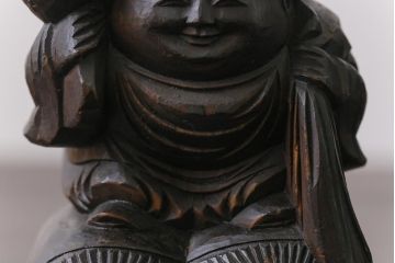 アンティーク雑貨　和製アンティーク　大黒天・恵比寿天　柔らかな表情が縁起の良い木彫りの置物