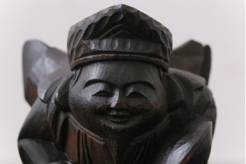 アンティーク雑貨　和製アンティーク　大黒天・恵比寿天　柔らかな表情が縁起の良い木彫りの置物