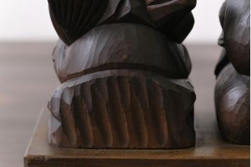 アンティーク雑貨　和製アンティーク　大黒天・恵比寿天　柔らかな表情が縁起の良い木彫りの置物