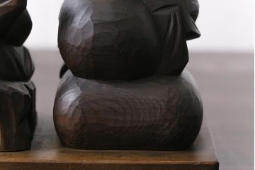 アンティーク雑貨　和製アンティーク　大黒天・恵比寿天　柔らかな表情が縁起の良い木彫りの置物