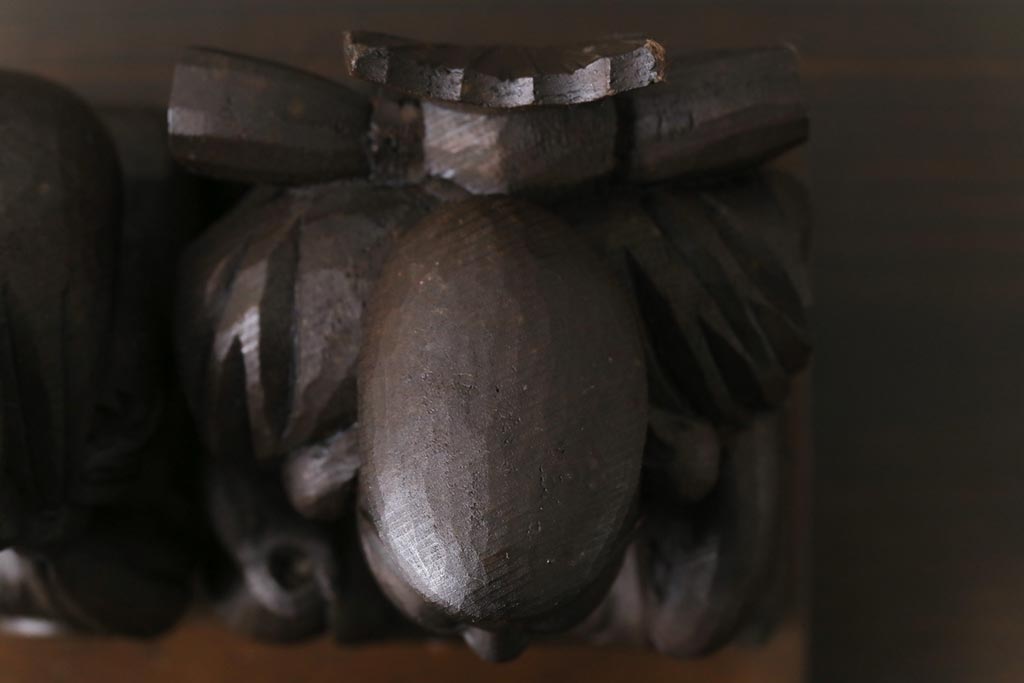 アンティーク雑貨　大正昭和初期　房州千倉　後藤義孝作　ふくよかな恵比寿天・大黒天の木彫り置物(民芸品)