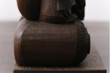 アンティーク雑貨　大正昭和初期　房州千倉　後藤義孝作　ふくよかな恵比寿天・大黒天の木彫り置物(民芸品)