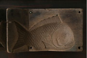 アンティーク雑貨　昭和レトロ　和菓子屋さんで使われていた木製の古い菓子型(鯛・宝船)4点セット