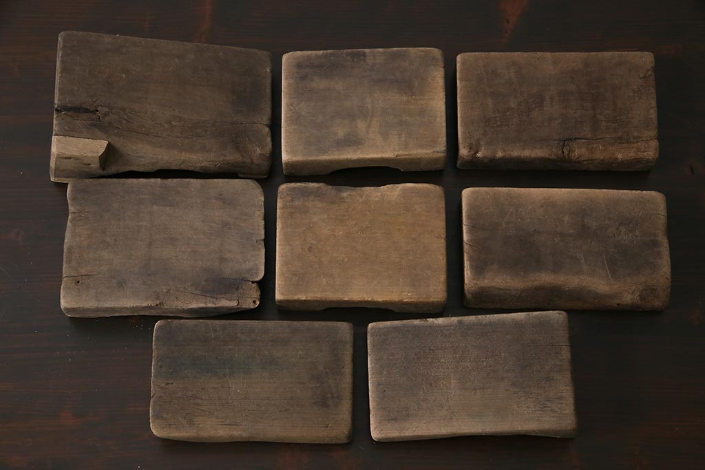 アンティーク雑貨　昭和レトロ　和菓子屋さんで使われていた木製の古い菓子型(鯛・宝船)4点セット