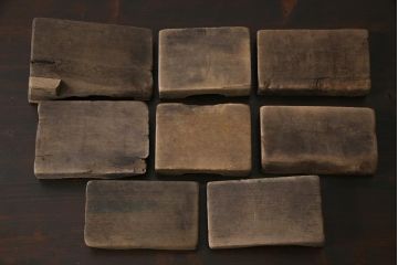 アンティーク雑貨　昭和レトロ　和菓子屋さんで使われていた木製の古い菓子型(鯛・宝船)4点セット