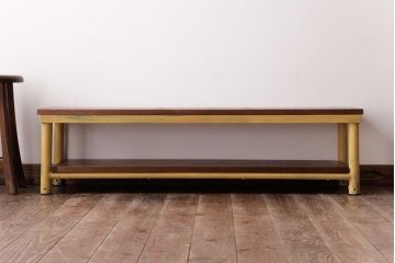 レトロ家具　古材リメイク　栗材一枚板　レトロな味わいが魅力のローボード(オープンラック、ベンチ、飾り棚)