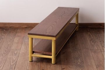 レトロ家具　古材リメイク　栗材一枚板　レトロな味わいが魅力のローボード(オープンラック、ベンチ、飾り棚)