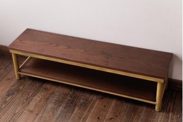 レトロ家具　古材リメイク　栗材一枚板　レトロな味わいが魅力のローボード(オープンラック、ベンチ、飾り棚)