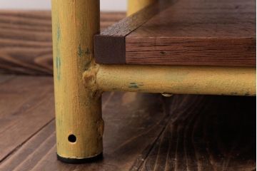 レトロ家具　古材リメイク　栗材一枚板　レトロな味わいが魅力のローボード(オープンラック、ベンチ、飾り棚)