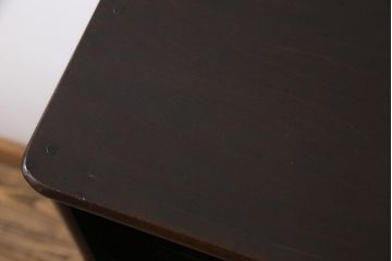 和製アンティーク　ラフジュオリジナルガラス　縞黒檀　上質な和の雰囲気漂う戸棚(収納棚、茶棚)