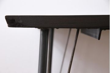 古材リメイク　ケヤキ材一枚板　ダイナミックな杢目を堪能できる鉄脚テーブル(作業台、カフェテーブル)