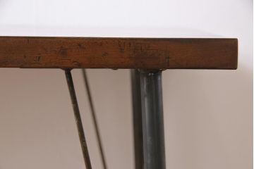 和製アンティーク　リメイク　桜材一枚板　古い木の質感が味わい深い鉄脚テーブル(コンソールテーブル、作業台)