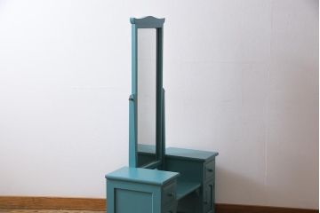 ビンテージ　松本民芸家具　特注品　リペイント　爽やかなカラーが目を引くドレッサー(鏡台)