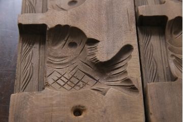 アンティーク雑貨　昭和レトロ　和菓子屋さんで使われていた木製の古い菓子型(鯱/しゃちほこ、「吽/うん」)