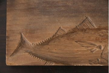 アンティーク雑貨　昭和レトロ　和菓子屋さんで使われていた木製の古い菓子型(魚)2点セット