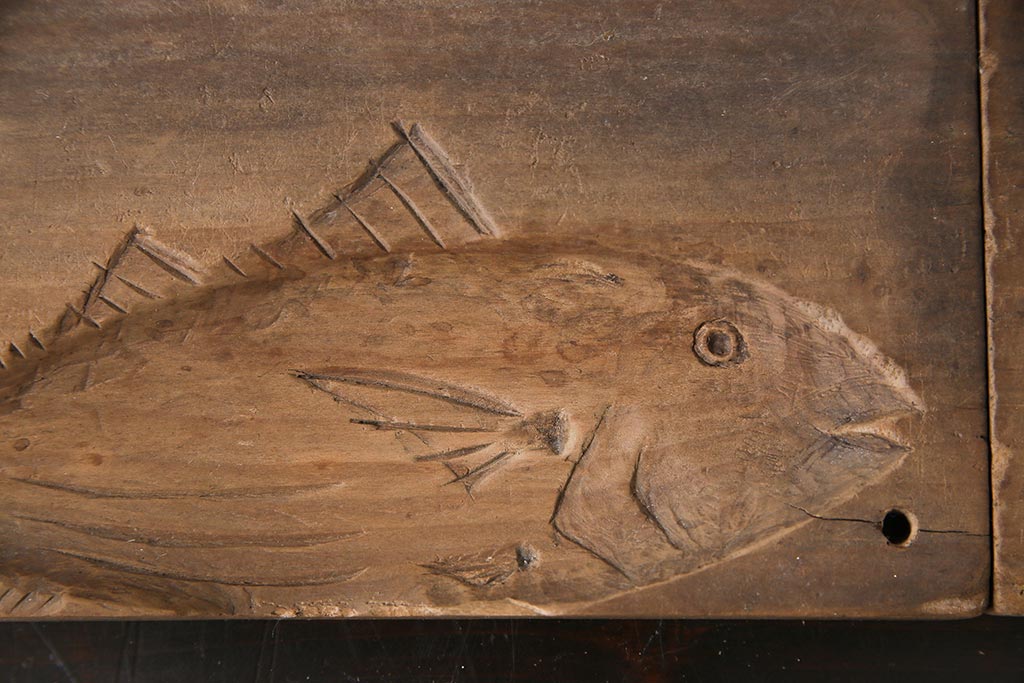 アンティーク雑貨　昭和レトロ　和菓子屋さんで使われていた木製の古い菓子型(魚)2点セット