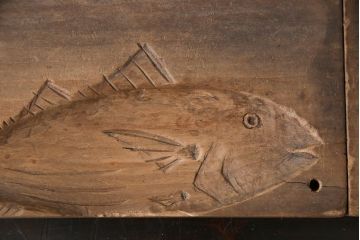 アンティーク雑貨　昭和レトロ　和菓子屋さんで使われていた木製の古い菓子型(魚)2点セット