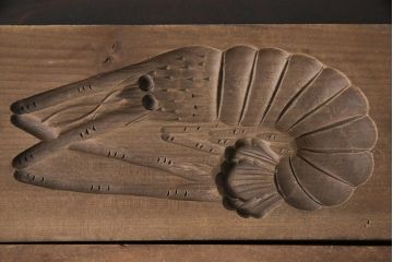 アンティーク雑貨　古民具　昭和初期(戦前)　海老・鶴松・たけのこ　味のある木製の菓子型3点セット
