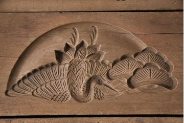 アンティーク雑貨　古民具　昭和初期(戦前)　海老・鶴松・たけのこ　味のある木製の菓子型3点セット