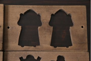 アンティーク雑貨　古民具　昭和初期(戦前)　力士・行司・呼出・軍配　味のある木製の菓子型3点セット