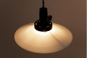 昭和初期(戦前)　昔懐かしいレトロな平笠シェード(天井照明、吊り下げ照明、ペンダントライト)