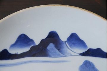古民具・骨董　幕末期　山水図　アンティーク大皿(和食器)