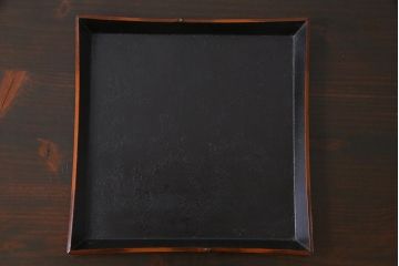 アンティーク雑貨　和製アンティーク　大正昭和初期　螺鈿入り　盆付き木製角菓子器(漆器、手箱)
