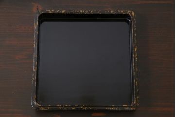 アンティーク雑貨　和製アンティーク　大正昭和初期　梅の図　盆付き木製角菓子器(漆器、手箱)
