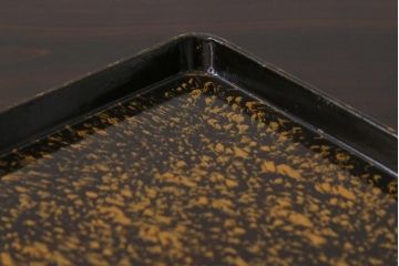 アンティーク雑貨　和製アンティーク　大正昭和初期　梅の図　盆付き木製角菓子器(漆器、手箱)