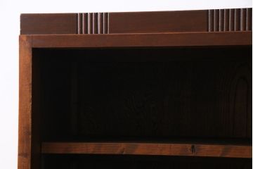 レトロ家具　昭和レトロ　当店リメイク　縦ラインがアクセントの温もり溢れる脚付きオープンラック(飾り棚)
