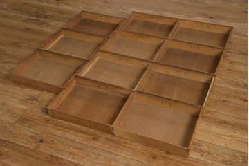 レトロ家具　昭和レトロ　タモ・ブナ材　ワークスペースにおすすめな温もり溢れる縦型小引き出し(サイドチェスト)